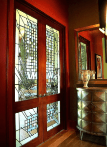 Stained glass doors in the residence of Floyd and Bean Sulser