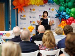 Taylor welcomes attendees to the newly renovated Center for Cancer and Blood Disorders at Children's of Mississippi.