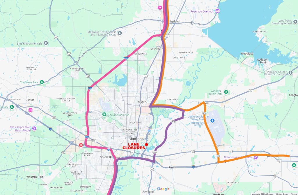 Alternate routes for I-55 lane closures