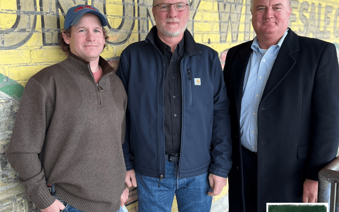 The latest episode of MDAC’s Freshly Picked podcast, titled “The Buzz on Beekeeping: Mississippi’s Sweetest Crop,” airs today at 9:30 a.m. Pictured L-R: Kip Isonhood of Yazoo Honey and Bee Farm in Tinsley; Steven Coy of Coy Bee Company in Wiggins; and Claude Nash, podcast host and editor of MDAC’s Mississippi Market Bulletin.