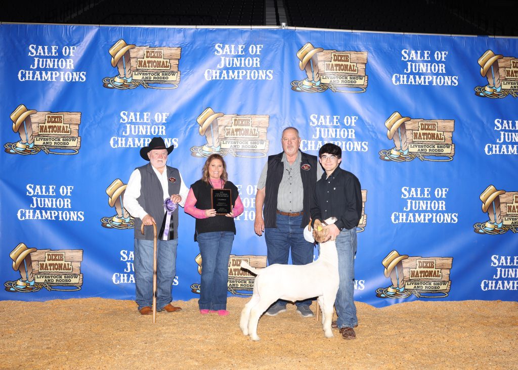 Champion Division 3 Market Goat. Exhibited by Mason Williams, Hinds 4-H.