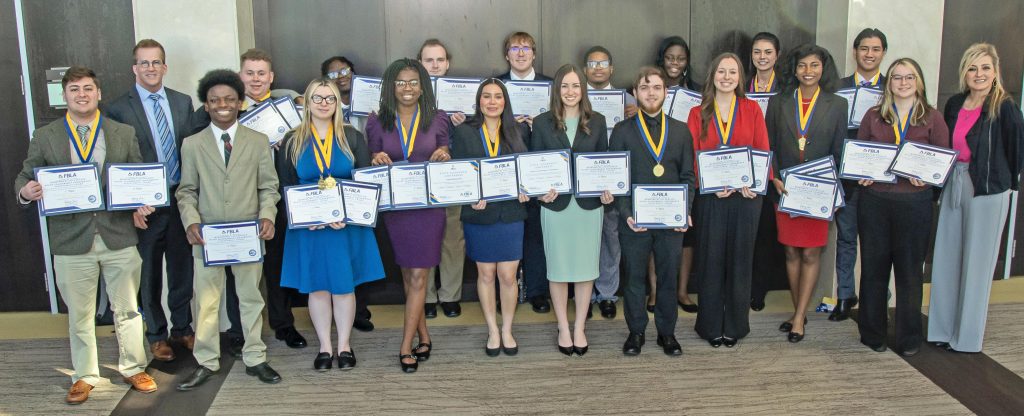 ones College’s FBLA club members are headed to the national competition after winning 17 categories in the state competition.  Pictured in the front row, left to right are Ethan Noffke of Oak Grove, Zion Cooper of Waynesboro, Samantha Jordan of Ocean Springs, Jayla Jones of Quitman, Emily Ponce of Morton, Regan Shoemaker of Laurel, Connor Perkins of Petal, Riley Smith of Enterprise, Elisa Cook of Meridian, Lindsey Hull of Brandon, and Jennifer Powell (adviser). Pictured in the second row are: David Ray (adviser), Ollie Hammonds of Laurel, D'Angelo McLaurin of Collins, Tyler Freeman of Waynesboro, Evan Nix of Ellisville, Caleb Fairley of Mount Olive, Tanika Norsworthy of Waynesboro, Eliza Holder of Leakesville, and Elliot Sholtz of Gulfport.