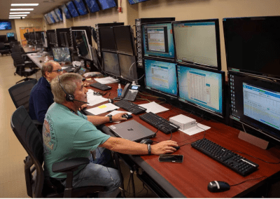 NASA engineers Pablo Gomez, left, and B.T. Wigley collect data in early March during activation of the interstage simulator gas systems on the Thad Cochran Test Stand at NASA’s Stennis Space Center. The activation marks a milestone in preparation for future Green Run testing of NASA’s exploration upper stage (EUS) in the B-2 position of the NASA Stennis stand. (Photo Credit: NASA/Danny Nowlin)