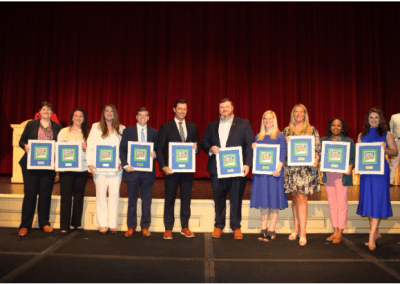 Top 10 Under 40 Pictured L to R: Caroline Haas, Shala Ladner, Briana Dubaz Pfarrer, Laithan Simmerman, Keith Williams Jr., Ben Weldon, Janet Schnurr, Anna Claire Perronne, Vikki Huggins, Jennifer Cain