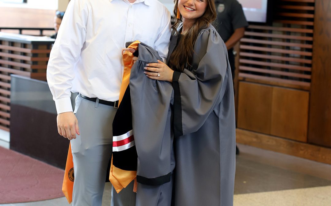 Bryson Shupe of Pearl, left, and Kaley Weems of Brandon met each other at Hinds Community College’s Nursing Allied Center while they were taking classes for the Associate Degree in Nursing. They became engaged in March with a wedding planned for 2026