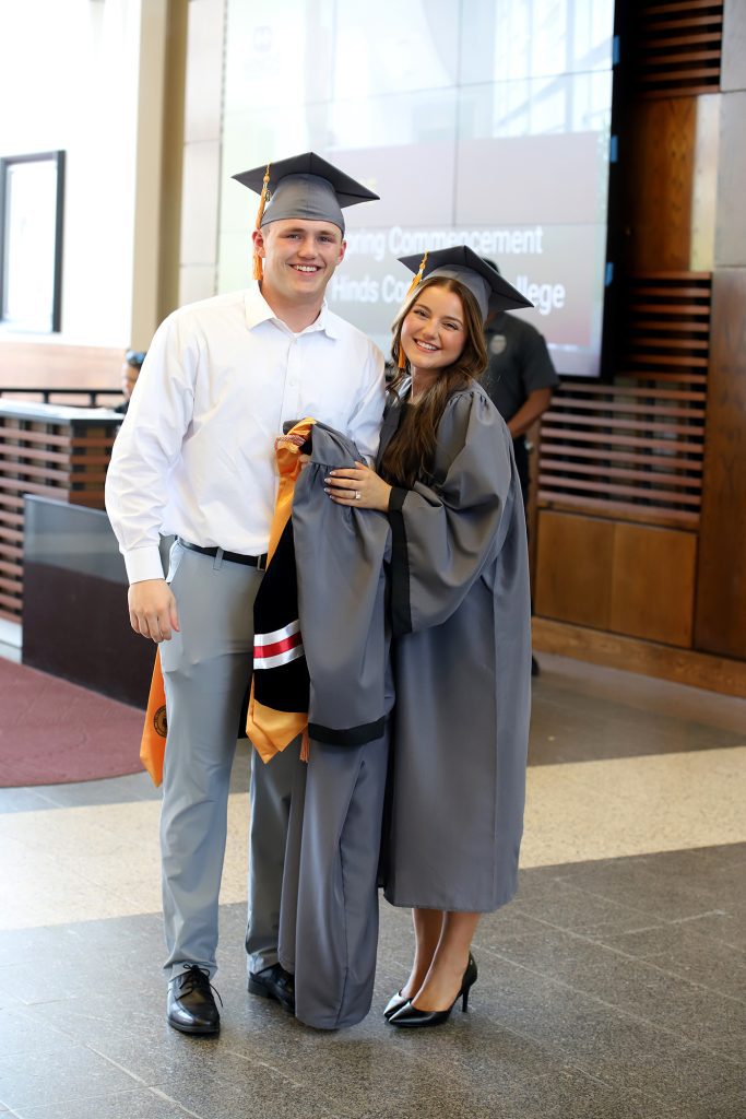 Bryson Shupe of Pearl, left, and Kaley Weems of Brandon met each other at Hinds Community College’s Nursing Allied Center while they were taking classes for the Associate Degree in Nursing. They became engaged in March with a wedding planned for 2026