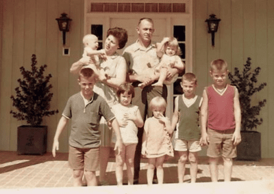 Bettie and Jack Rooks pictured with their 7 children