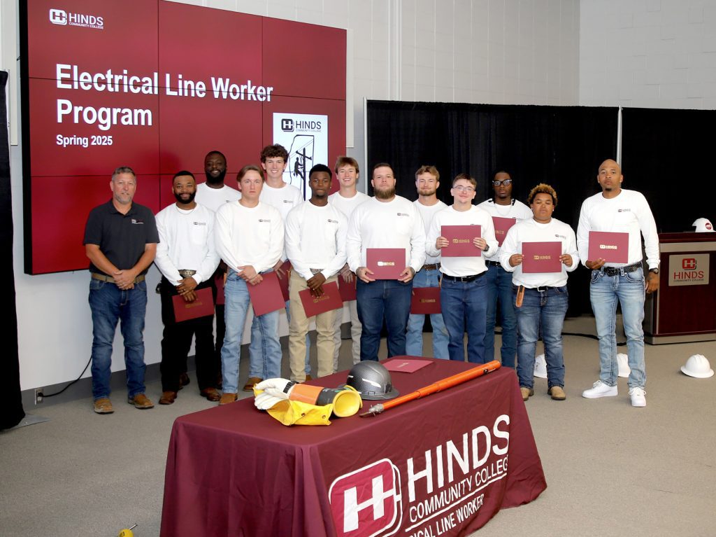 Front from left, Instructor Craig Davis, Tyson Beard of Clinton, Parker Bell of Belzoni, Markario Brooks of Canton, Dylan Nichols of Richland, Sidney Bennett of Clinton, Adaychai Bateaste of Magee, Cammie Smith of Crystal Springs; back, Kadarius Taylor of Utica,  Brayden McCool of Pearl, Chase Hankins of Raymond, Aaron Dohman of Brandon and Jaden Moore of Rolling Fork.