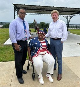 Hundreds of people turned out for the 2025 Miss-Lou Memorial Day parade, which was followed by a ceremony at the Natchez National Cemetery. Pictured at the ceremony from left are Dr. Roscoe Barnes III, Laura Ann Jackson, and Mayor Dan Gibson.