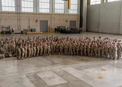 Members of Task Force Liberty pose for a group photo ahead of their mission in the National Capital Region, June 12, 2025, at Thompson Field Air National Guard Base. The task force, which includes Soldiers from the 112th MP Battalion and Airmen from the 172nd Airlift Wing and 186th Air Refueling Wing of the Mississippi Air National Guard, will support the U.S. Secret Service and U.S. Park Police during the Army’s 250th birthday festivities. (U.S. Army National Guard photo by 1st Lt. Jarvis Mace)