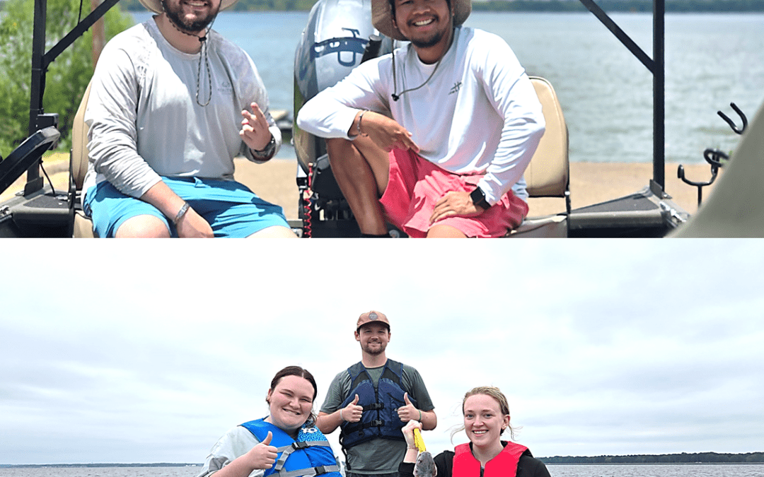Students from Dr. Hearst's lab collect fish samples from the Mississippi River for toxic metal analysis. (Photo courtesy of Mississippi INBRE)