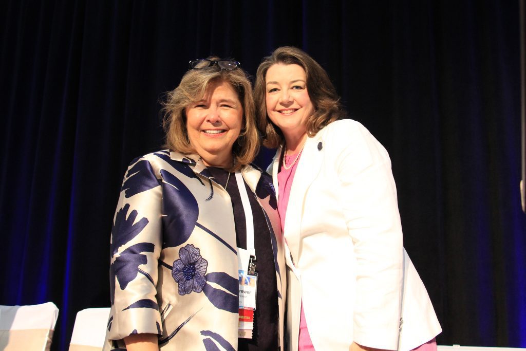 Chancellor Cynthia Brewer, at left, is pictured with former Mississippi Bar President Jennifer Ingram Johnson at the Susie Blue Buchanan Award presentation on July 10 during the Mississippi Bar Convention.