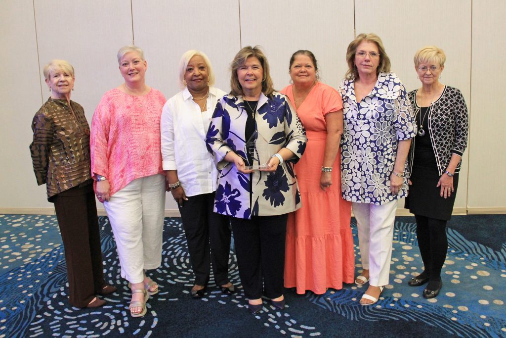 Former Susie Blue Buchanan Award winners are pictured with this year’s honoree, Chancellor Cynthia Brewer, on July 10 during the Mississippi Bar Convention. Left to right are Lydia Quarles, Margaret Oertling Cupples, Patricia Bennett, Judge Cynthia Brewer, former Supreme Court Justice Dawn Beam, Court of Appeals Chief Judge Donna Barnes and Joy Phillips.