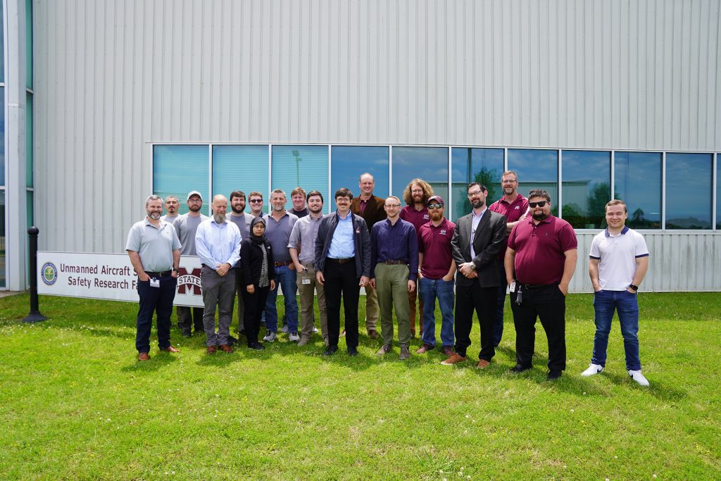 Team members from Mississippi State University's Raspet Flight Research Laboratory, Center for Advanced Vehicular Systems, and Department of Geosciences—as well as the University of Texas at El Paso and Embry-Riddle Aeronautical University are collaborating on the DARPA Albatross program. The multi-institutional team is developing advanced autonomous soaring technologies to enable ultra-long-endurance flight for uncrewed aerial systems. (Photo by Claire Wilson)