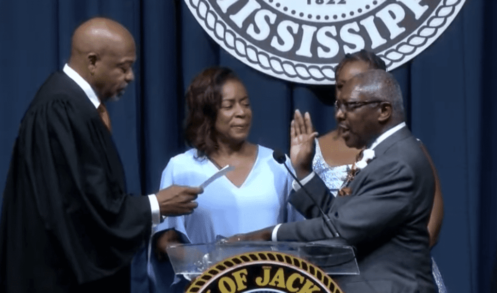 John Horhn being sworn in as Mayor of Jackson, July 1, 2025