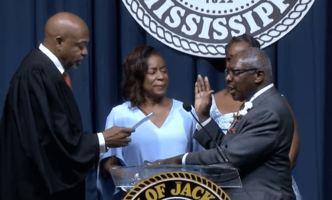 John Horhn being sworn in as Mayor of Jackson, July 1, 2025