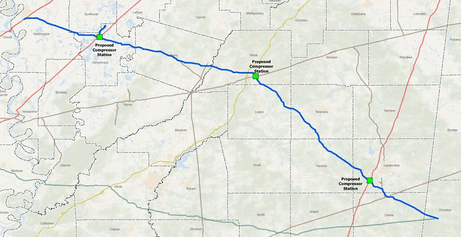 Natural gas pipeline project in Mississippi, Alabama winding its way through approval process