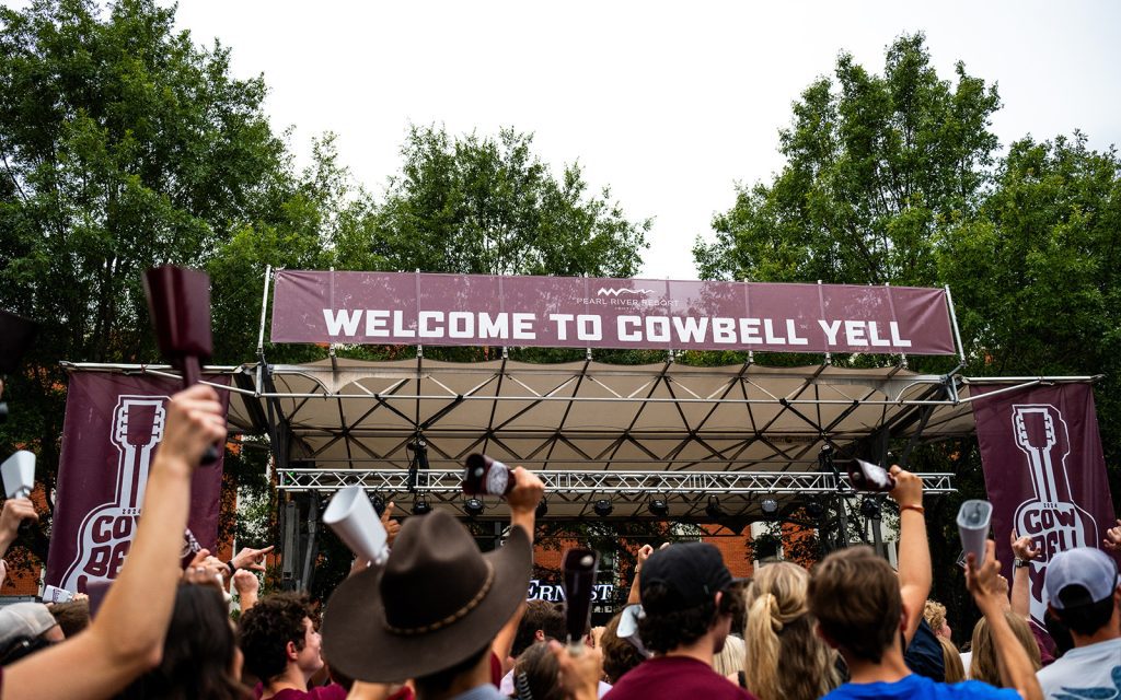 Cowbell Yell, Mississippi State’s annual tradition, kicks off football season with a pep rally featuring fans, coaches, players, spirit groups, the Famous Maroon Band and special guests. (Photo by Grace Cockrell)