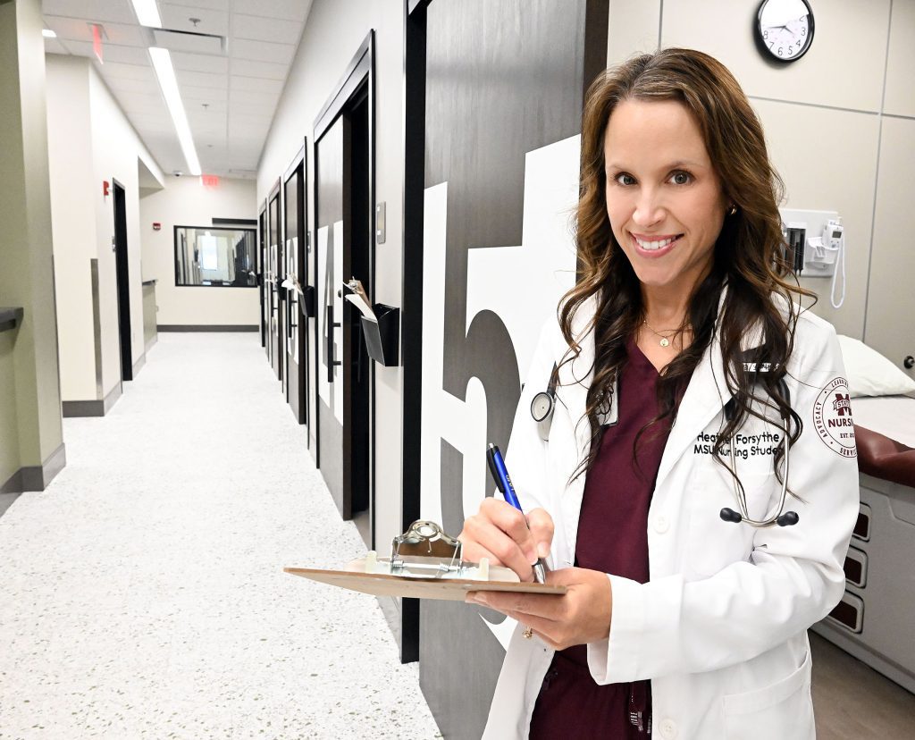 Heather Forsythe has been named the Master of Science in Nursing’s inaugural Outstanding Graduate honoree at MSU-Meridian. (Photo by Marianne Todd)
