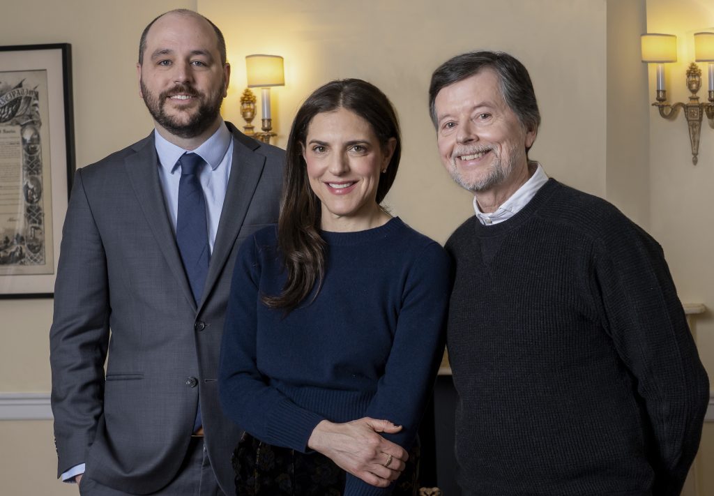 David Schmidt, Sarah Botstein, and Ken Burns are the directors of “The American Revolution” documentary series. Credit: Stephanie Berger.