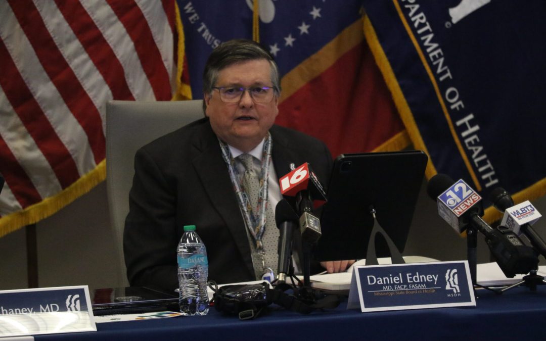 State Health Officer Dr. Daniel Edney addresses the Mississippi State Department of Health during Wednesday's meeting - January 2025. (Photo by Jeremy Pittari | Magnolia Tribune)