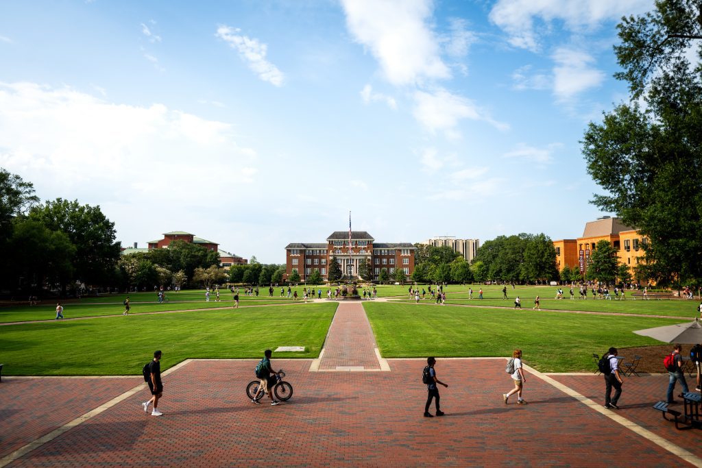 Students walk along Mississippi State’s historic Drill Field. MSU is seeing another record-breaking enrollment this fall. (Photo by Grace Cockrell)