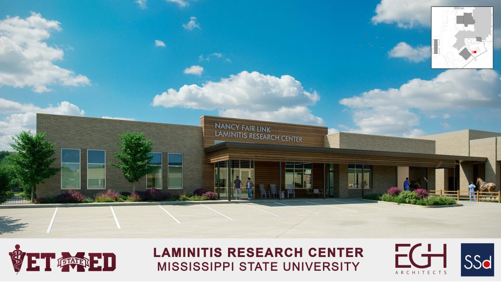 An architectural rendering of the Nancy Fair Link Laminitis Research Center at Mississippi State University's College of Veterinary Medicine.
