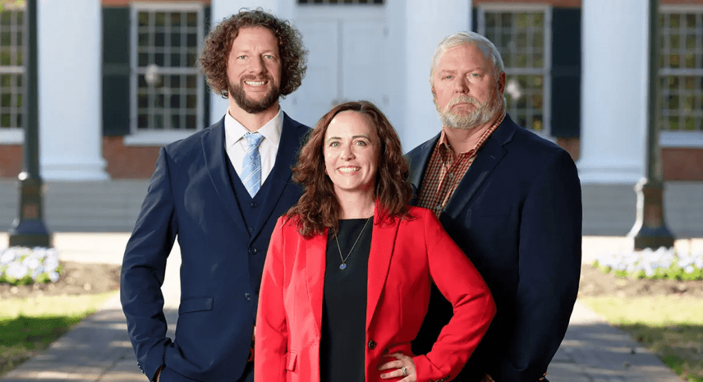 Mississippi Institute for National Security and Resilience director Wes Jennings, dean of the School of Journalism and New Media Andrea Hickerson, and National Center for Tactical Readiness director Chip Wade (Photo from Ole Miss)