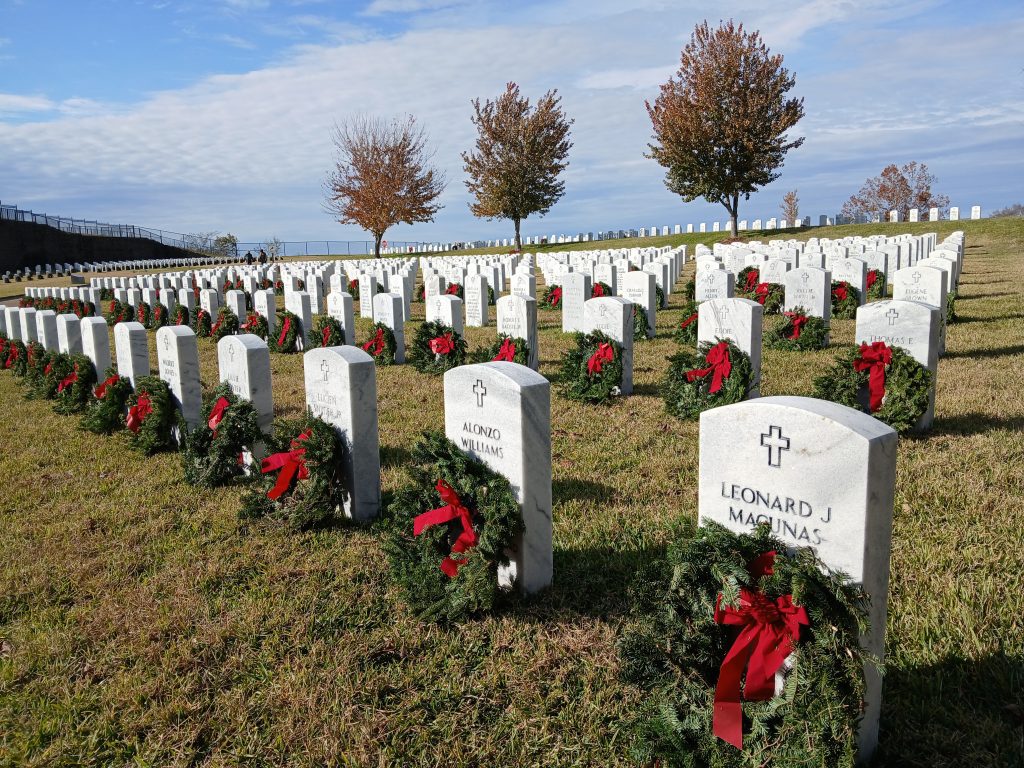 As participants in the Wreaths Across America program, Home with Heroes volunteers placed wreaths on the graves of more than 700 U.S. military veterans in December 2024 at the Natchez National Cemetery.