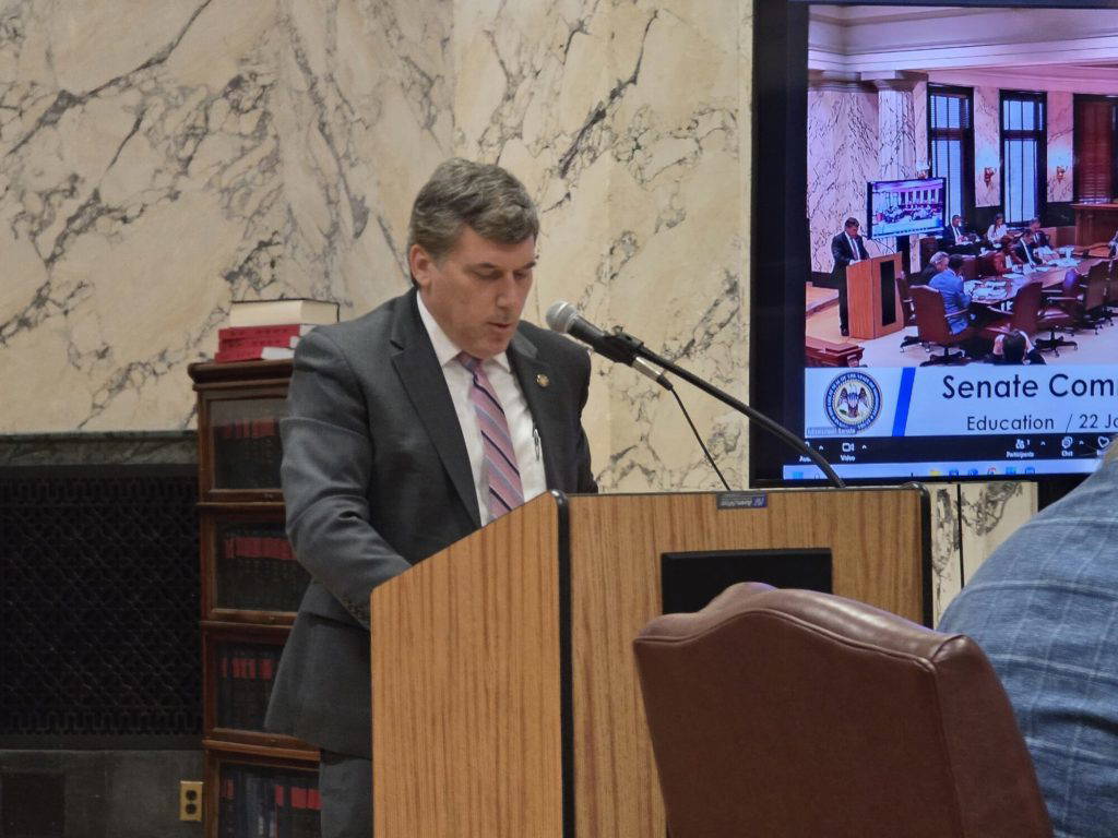 Senator Daniel Sparks (R) describes SB 2483, also known as the J.P. Wilemon Jr. Financial Literacy Act, during a Senate Education Committee meeting held on Jan. 22, 2026. On Thursday, Feb. 5, the Senate sent the bill to the House for consideration by that body's Education and Accountability Efficiency and Transparency committees. (Photo by Jeremy Pittari | Magnolia Tribune)