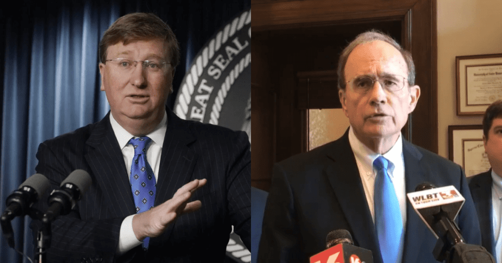 Tate Reeves (AP Photo/Rogelio V. Solis - Copyright 2023) and Delbert Hosemann (Photo from Magnolia Tribune 2023)