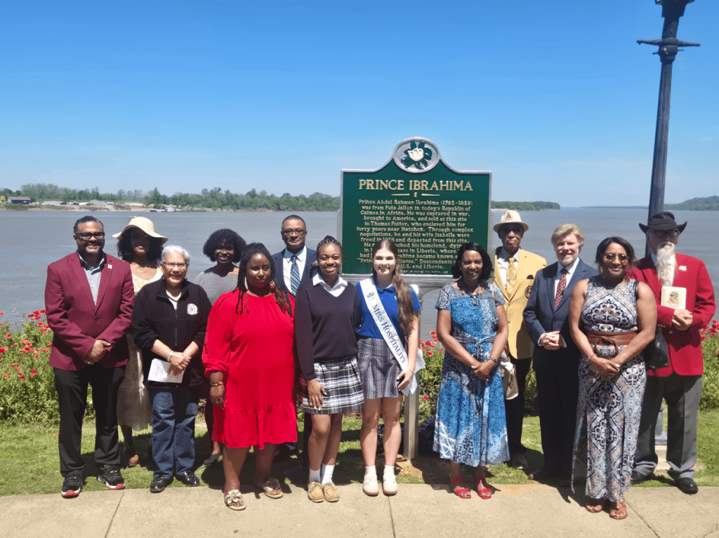 Direct descendants of Prince Abdul Rahman Ibrahima join ceremony participants, Mayor Dan Gibson and Alderwoman Valencia Hall at the new historical marker on Silver Street. The marker was dedicated Wednesday, April 8, 2026.Photo by Michael Wilson