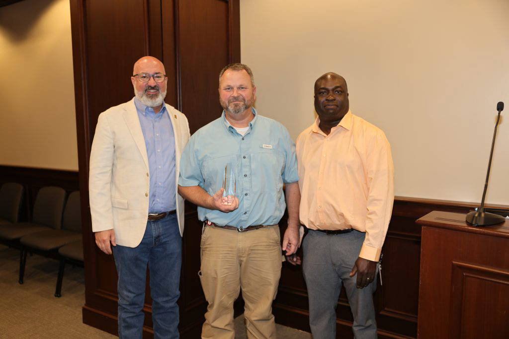 Pictured left to right: MDOT Executive Director Brad White, District 5 Engineer Neil Patterson, MDOT Chief Engineer Earl Glenn.