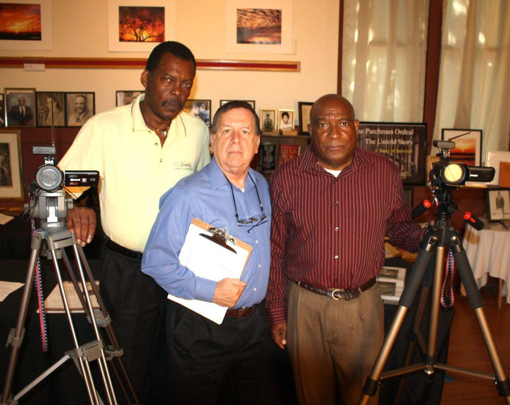 Natchez filmmakers Robert Morgan and Darrell S. White donated "The Parchman Ordeal: The Untold Story," co-produced with the late director G. Mark LaFrancis, to the Margaret Walker Center at Jackson State University for preservation and public access on YouTube. This earlier photo shows the three producers (from left): Darrell White, G. Mark LaFrancis, and Robert Morgan.Photo courtesy of Robert Morgan