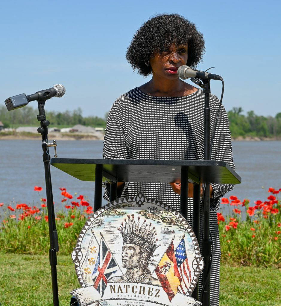 Shelia Byrd, deputy director of Programs and Communication Division at the Mississippi Department of Archives and History, served as guest speaker at the marker dedication honoring Prince Ibrahima. Photo by MDAH