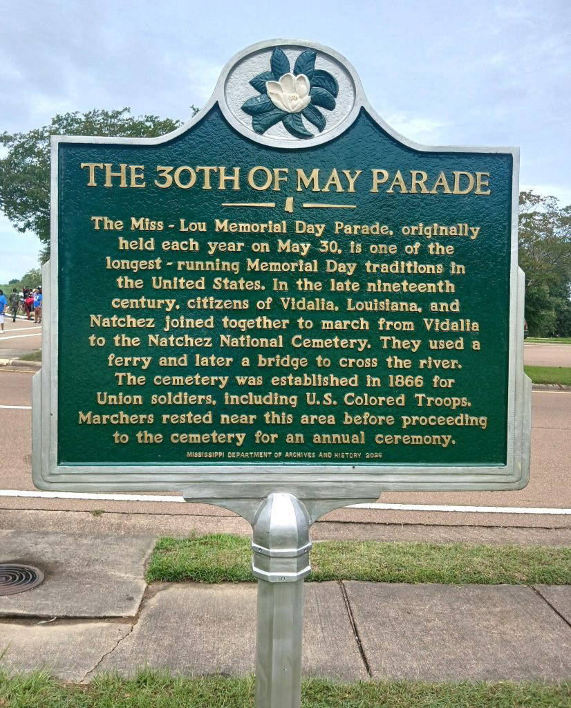 “The 30th of May Parade” historical marker was unveiled on May 25, 2026, at 639 S. Canal St. in Natchez, to commemorate the Miss-Lou Memorial Day Parade, one of the oldest continuous Memorial Day traditions in the United States. (Photo by Roscoe Barnes III)