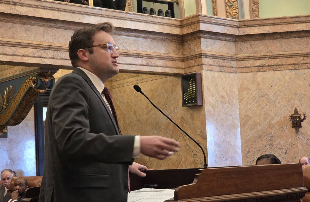 Rep. Jansen Owen (R) describes Maeghan's Law while on the floor of the House on Feb. 11. The bill would establish reporting requirements for instances of the condition along with training. (Photo by Jeremy Pittari | Magnolia Tribune)