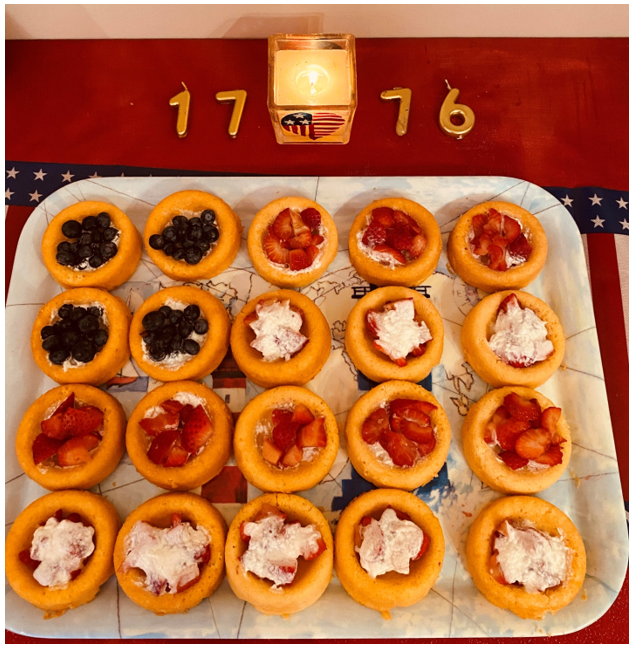 An easy way to make a Fourth of July flag cake is to fill dessert shells with chopped strawberries, blueberries and whipped cream in a can to create the stars and stripes. Photo by Kaa Kimbrough