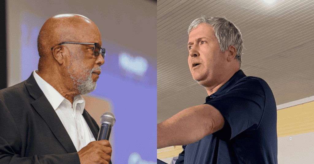Congressman Bennie Thompson (Photo from Thompson's X) - State Treasurer David McRae at Neshoba, June 2026 (Photo by Frank Corder | Magnolia Tribune)