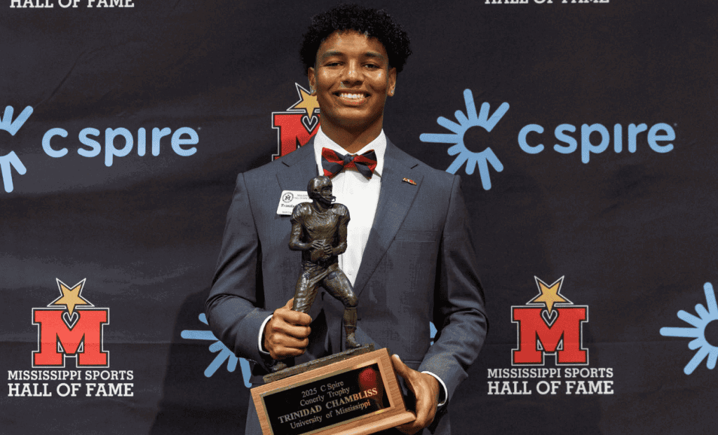 Ole Miss' Trinidad Chambliss won the Conerly Trophy in 2025 (Photo from MS Sports Hall of Fame)