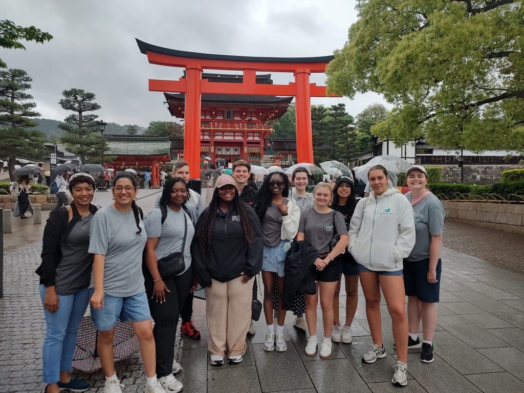 Delta State University students and staff recently traveled to Japan as part of a study abroad program. Pictured, front row from left, are April Mondy, Cristina Aguilar, Chassity Dotson, Keirra Birch, Iyana Norris, Katelyn Lusk and Julia Maciak. Back row from left are Taylor Kent, Cooper Mercier, Ellie Welsh, Daisy Aguilar and Haley Turner.