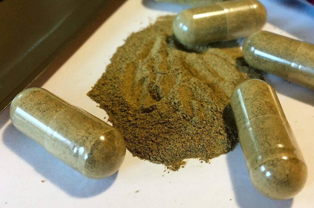 FILE - Kratom capsules are seen on Sept. 27, 2017, in Albany, N.Y. (AP Photo/Mary Esch, File)